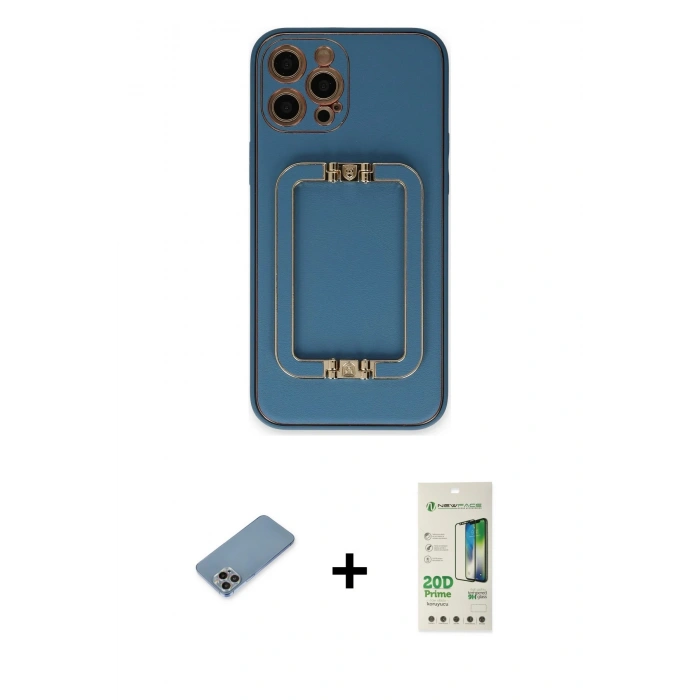 MARSİLYAN™- iPhone 12 Pro Max Kılıf Kozmos Minimal Prime - Siyah 20D Premium Cam Ekran Koruyucu + Shine Kamera Lens Koruma Cam - GI