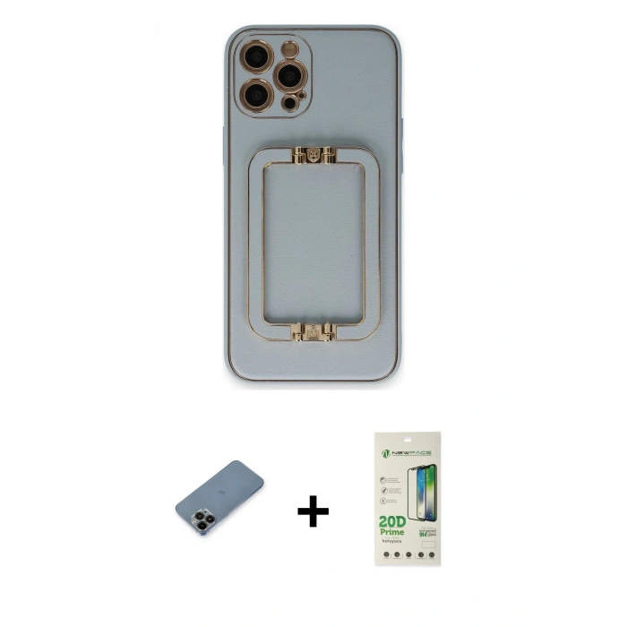 MARSİLYAN™- iPhone 12 Pro Max Kılıf Kozmos Minimal Prime - Siyah 20D Premium Cam Ekran Koruyucu + Shine Kamera Lens Koruma Cam - SH
