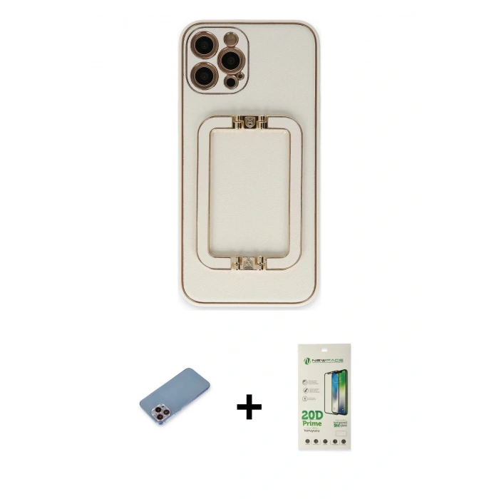 MARSİLYAN™- iPhone 12 Pro Max Kılıf Kozmos Minimal Prime - Siyah 20D Premium Cam Ekran Koruyucu + Shine Kamera Lens Koruma Cam - PE