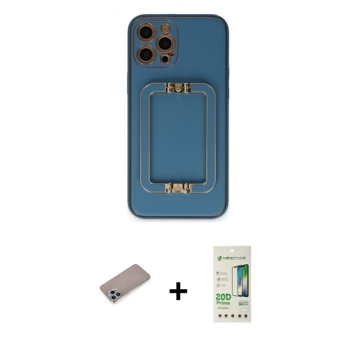 MARSİLYAN™- iPhone 12 Pro Max Kılıf Kozmos Minimal Prime - Siyah 20D Premium Cam Ekran Koruyucu + Shine Kamera Lens Koruma Cam - SABE