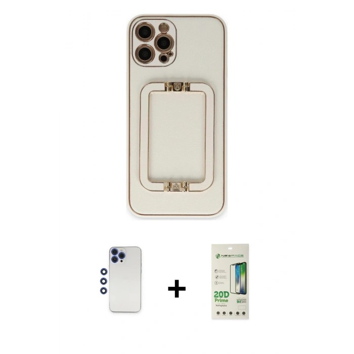 MARSİLYAN™- iPhone 12 Pro Max Kılıf Kozmos Minimal Prime - Siyah 20D Premium Cam Ekran Koruyucu + Shine Kamera Lens - LT