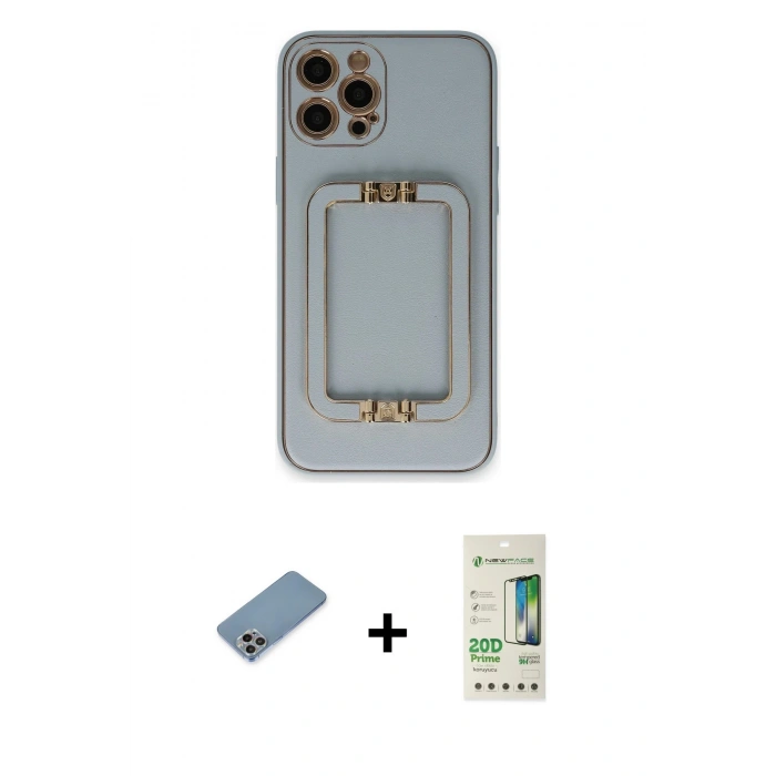 MARSİLYAN™- iPhone 12 Pro Max Kılıf Kozmos Minimal Prime - Siyah 20D Premium Cam Ekran Koruyucu + Shine Kamera Lens Koruma Cam - GI