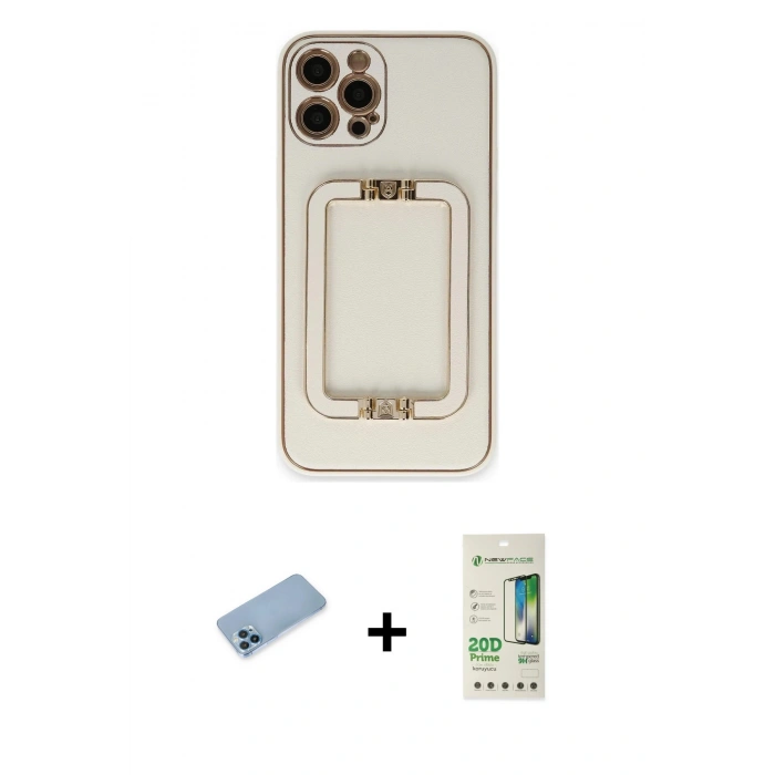 MARSİLYAN™- iPhone 12 Pro Max Kılıf Kozmos Minimal Prime - Siyah 20D Premium Cam Ekran Koruyucu + Shine Kamera Lens Koruma Cam - MI