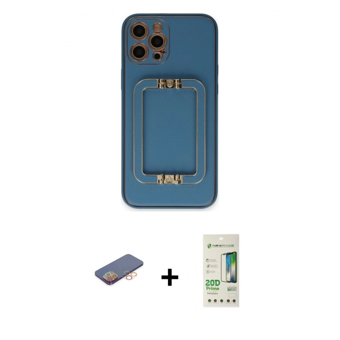 MARSİLYAN™- iPhone 12 Pro Max Kılıf Kozmos Minimal Prime - Siyah 20D Premium Cam Ekran Koruyucu + Renkli Kamera Lens Koruma Cam - TU