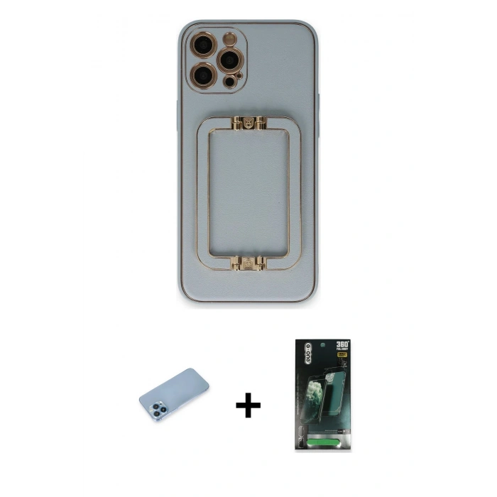 MARSİLYAN™- iPhone 12 Pro Max Kılıf Kozmos Minimal Prime - Siyah 360 Mat Full Body Arka Koruyucu + Shine Kamera Lens Koruma Cam - MI
