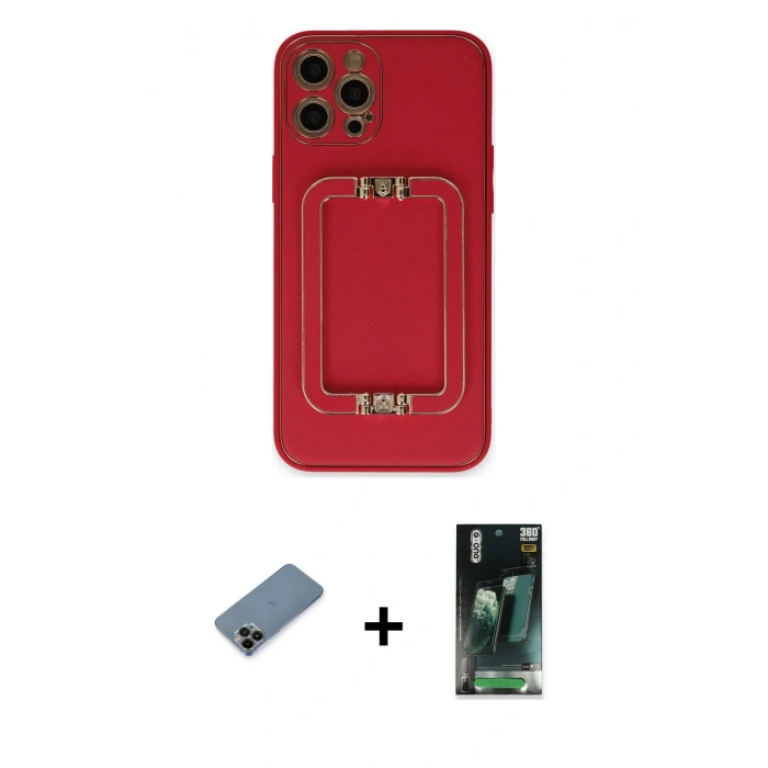 MARSİLYAN™- iPhone 12 Pro Max Kılıf Kozmos Minimal Prime - Siyah 360 Mat Full Body Arka Koruyucu + Shine Kamera Lens Koruma Cam - SH