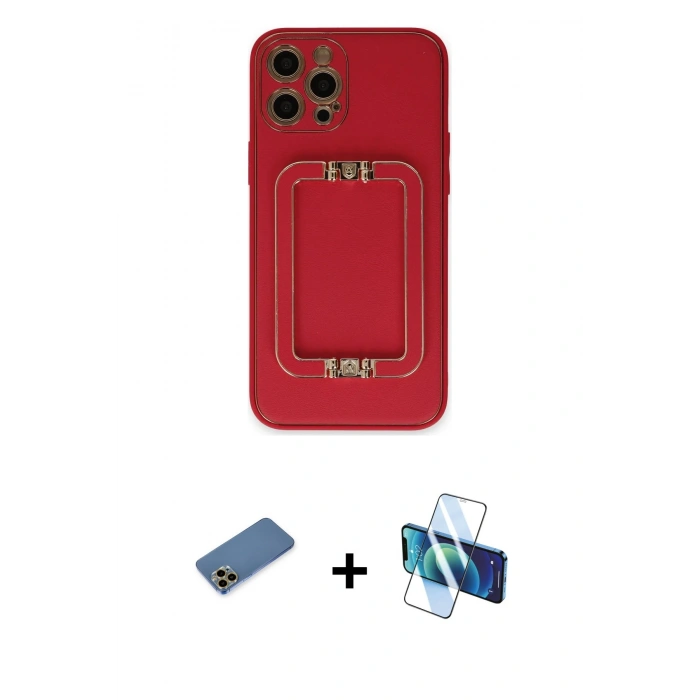 MARSİLYAN™- iPhone 12 Pro Max Kılıf Kozmos Minimal Prime - Siyah 3D Antistatik Cam Ekran Koruyucu + Shine Kamera Lens Koruma Cam - GD