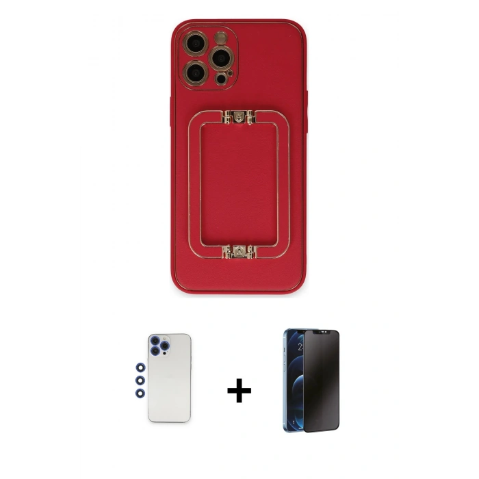 MARSİLYAN™- iPhone 12 Pro Max Kılıf Kozmos Minimal Prime - Siyah 3D Antistatik Hayalet Cam Ekran Koruyucu + Shine Kamera Lens - LT