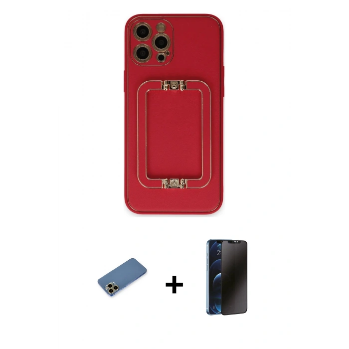 MARSİLYAN™- iPhone 12 Pro Max Kılıf Kozmos Minimal Prime - Siyah 3D Antistatik Hayalet Cam Ekran Koruyucu + Gold Shine Kamera Lens Koruma Cam