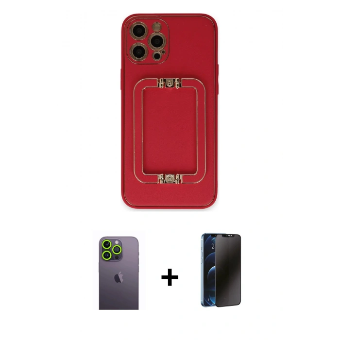 MARSİLYAN™- iPhone 12 Pro Max Kılıf Kozmos Minimal Prime - Siyah 3D Antistatik Hayalet Cam Ekran Koruyucu + Neon Fosforlu Kamera Lens - YL