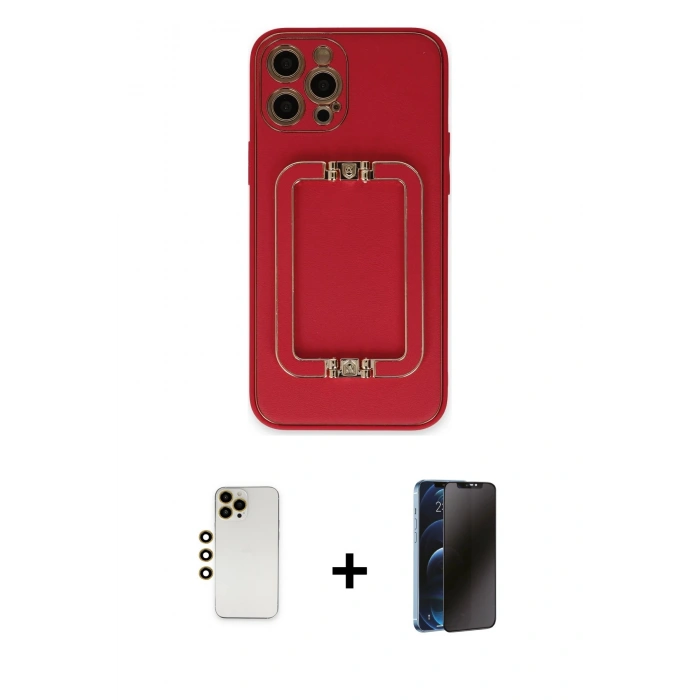 MARSİLYAN™- iPhone 12 Pro Max Kılıf Kozmos Minimal Prime - Siyah 3D Antistatik Hayalet Cam Ekran Koruyucu + Shine Kamera Lens - GD