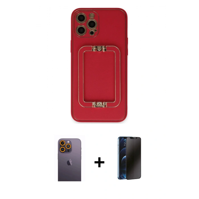 MARSİLYAN™- iPhone 12 Pro Max Kılıf Kozmos Minimal Prime - Siyah 3D Antistatik Hayalet Cam Ekran Koruyucu + Neon Fosforlu Kamera Lens - SI
