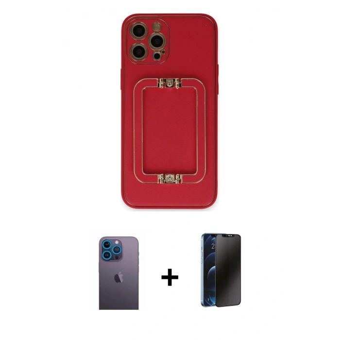 MARSİLYAN™- iPhone 12 Pro Max Kılıf Kozmos Minimal Prime - Siyah 3D Antistatik Hayalet Cam Ekran Koruyucu + Neon Fosforlu Kamera Lens - MI