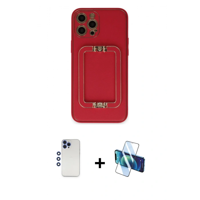 MARSİLYAN™- iPhone 12 Pro Max Kılıf Kozmos Minimal Prime - Siyah 3D Antistatik Seramik Nano Ekran Koruyucu + Shine Kamera Lens - LT