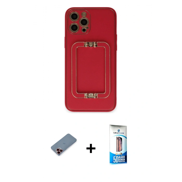 MARSİLYAN™- iPhone 12 Pro Max Kılıf Kozmos Minimal Prime - Siyah 5D Eko Cam Ekran Koruyucu + Metal Kamera Lens Koruma Cam - KI