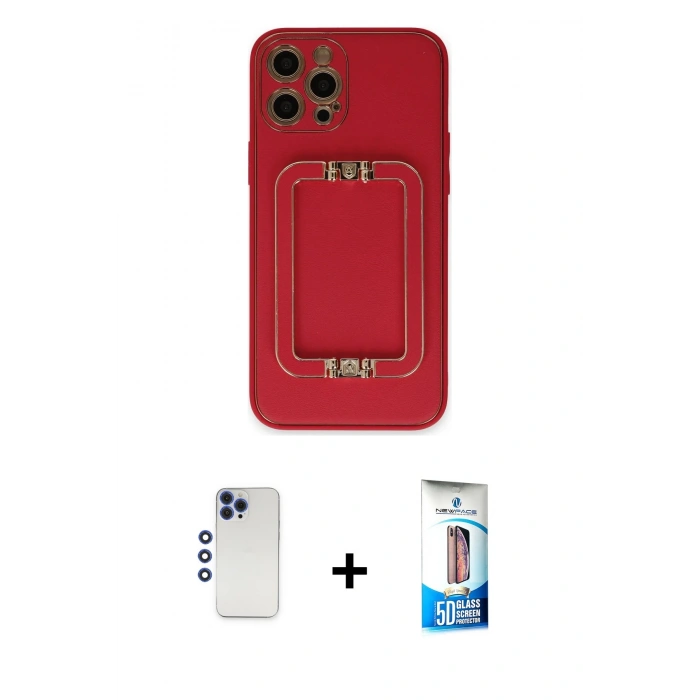 MARSİLYAN™- iPhone 12 Pro Max Kılıf Kozmos Minimal Prime - Siyah 5D Eko Cam Ekran Koruyucu + Shine Kamera Lens - LT