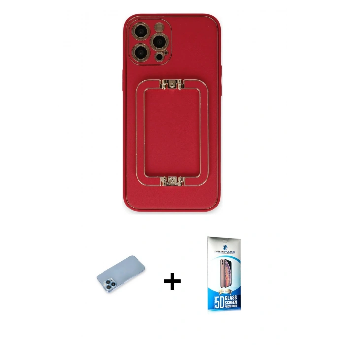 MARSİLYAN™- iPhone 12 Pro Max Kılıf Kozmos Minimal Prime - Siyah 5D Eko Cam Ekran Koruyucu + Shine Kamera Lens Koruma Cam - MI