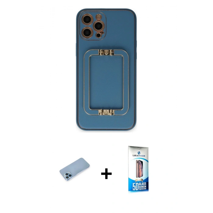 MARSİLYAN™- iPhone 12 Pro Max Kılıf Kozmos Minimal Prime - Siyah 5D Eko Cam Ekran Koruyucu + Shine Kamera Lens Koruma Cam - MI
