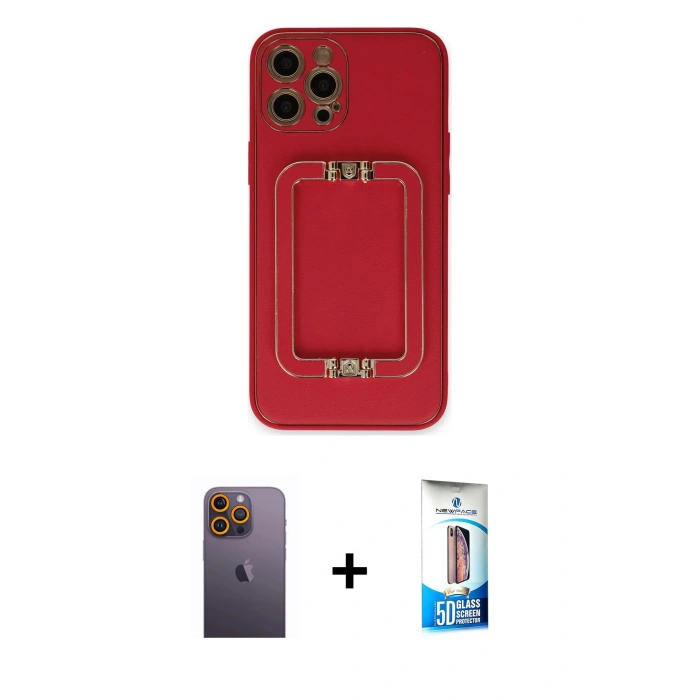 MARSİLYAN™- iPhone 12 Pro Max Kılıf Kozmos Minimal Prime - Siyah 5D Eko Cam Ekran Koruyucu + Neon Fosforlu Kamera Lens - SI