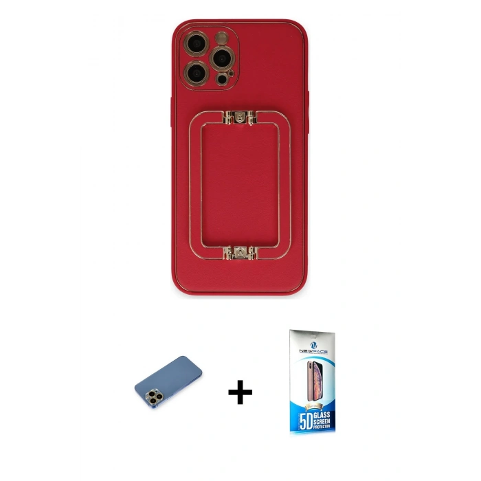 MARSİLYAN™- iPhone 12 Pro Max Kılıf Kozmos Minimal Prime - Siyah 5D Eko Cam Ekran Koruyucu + Shine Kamera Lens Koruma Cam - GD