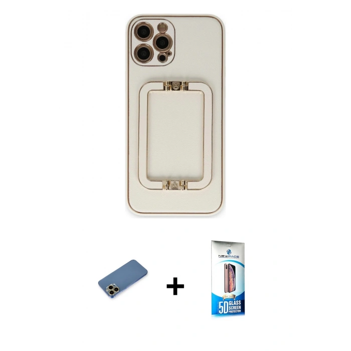 MARSİLYAN™- iPhone 12 Pro Max Kılıf Kozmos Minimal Prime - Siyah 5D Eko Cam Ekran Koruyucu + Shine Kamera Lens Koruma Cam - GD