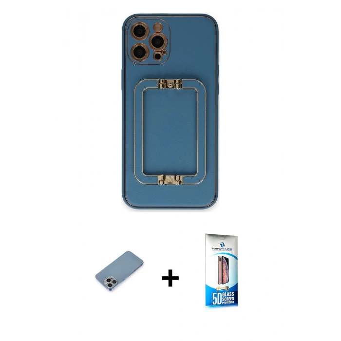 MARSİLYAN™- iPhone 12 Pro Max Kılıf Kozmos Minimal Prime - Siyah 5D Eko Cam Ekran Koruyucu + Shine Kamera Lens Koruma Cam - GI