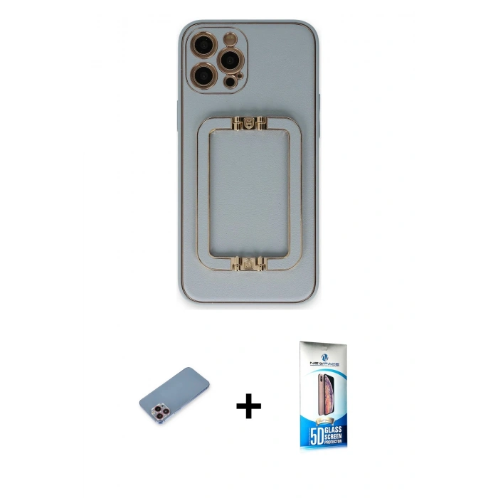 MARSİLYAN™- iPhone 12 Pro Max Kılıf Kozmos Minimal Prime - Siyah 5D Eko Cam Ekran Koruyucu + Shine Kamera Lens Koruma Cam - PE
