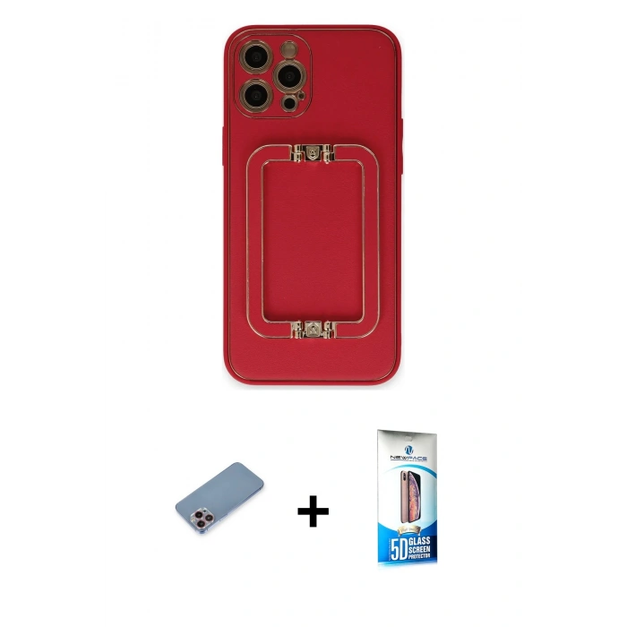 MARSİLYAN™- iPhone 12 Pro Max Kılıf Kozmos Minimal Prime - Siyah 5D Eko Cam Ekran Koruyucu + Shine Kamera Lens Koruma Cam - PE