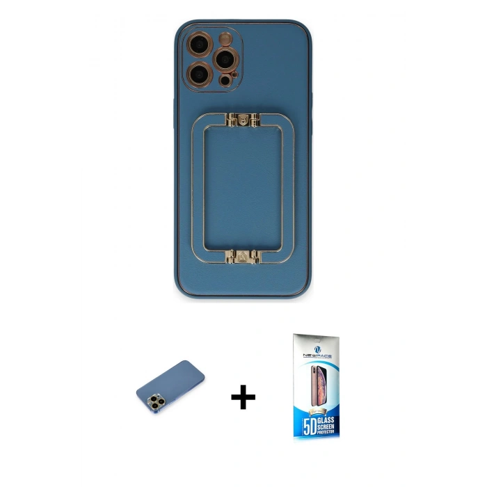 MARSİLYAN™- iPhone 12 Pro Max Kılıf Kozmos Minimal Prime - Siyah 5D Eko Cam Ekran Koruyucu + Shine Kamera Lens Koruma Cam - GD