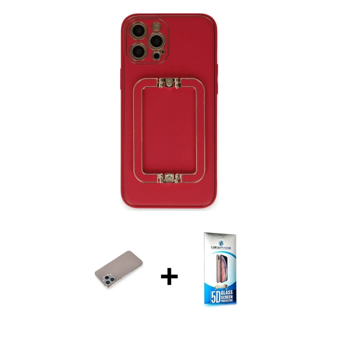 MARSİLYAN™- iPhone 12 Pro Max Kılıf Kozmos Minimal Prime - Siyah 5D Eko Cam Ekran Koruyucu + Sierra Blue Shine Kamera Lens Koruma Cam