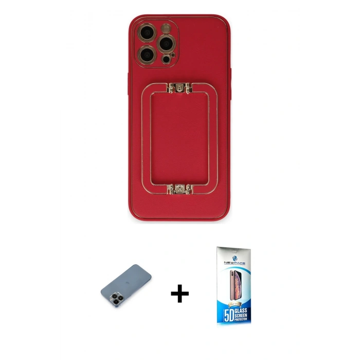MARSİLYAN™- iPhone 12 Pro Max Kılıf Kozmos Minimal Prime - Siyah 5D Eko Cam Ekran Koruyucu + Shine Kamera Lens Koruma Cam - SH