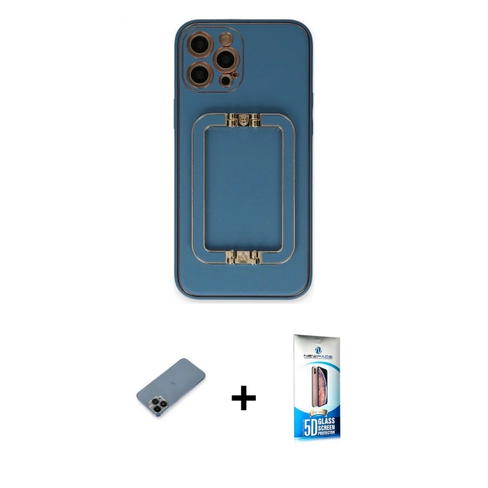 MARSİLYAN™- iPhone 12 Pro Max Kılıf Kozmos Minimal Prime - Siyah 5D Eko Cam Ekran Koruyucu + Shine Kamera Lens Koruma Cam - SH