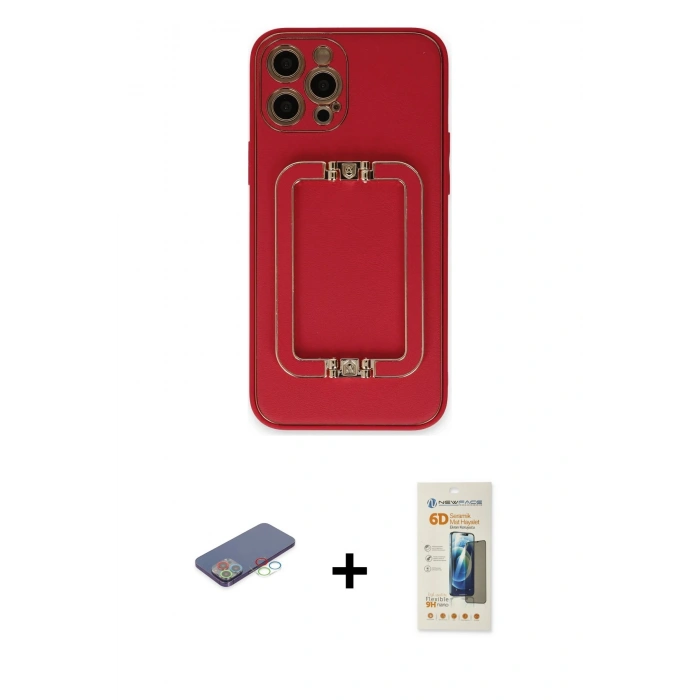 MARSİLYAN™- iPhone 12 Pro Max Kılıf Kozmos Minimal Prime - Siyah 6D Mat Seramik Hayalet Nano Ekran Koruyucu + Renkli Kamera Lens Koruma Cam - MI