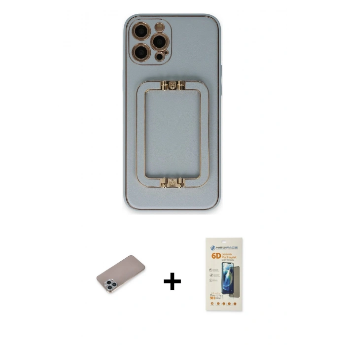 MARSİLYAN™- iPhone 12 Pro Max Kılıf Kozmos Minimal Prime - Siyah 6D Mat Seramik Hayalet Nano Ekran Koruyucu + Shine Kamera Lens Koruma Cam - SABE