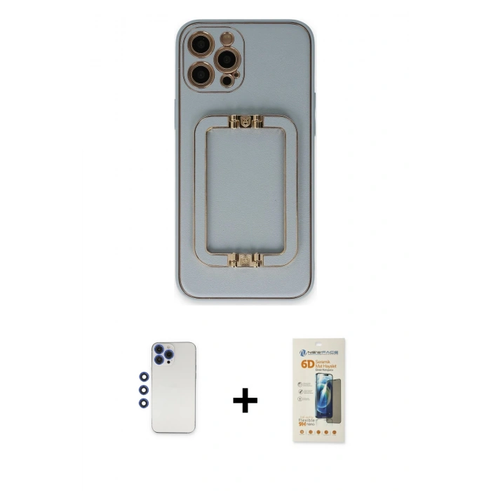 MARSİLYAN™- iPhone 12 Pro Max Kılıf Kozmos Minimal Prime - Siyah 6D Mat Seramik Hayalet Nano Ekran Koruyucu + Shine Kamera Lens - LT