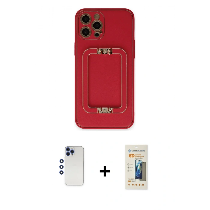 MARSİLYAN™- iPhone 12 Pro Max Kılıf Kozmos Minimal Prime - Siyah 6D Mat Seramik Hayalet Nano Ekran Koruyucu + Shine Kamera Lens - LT