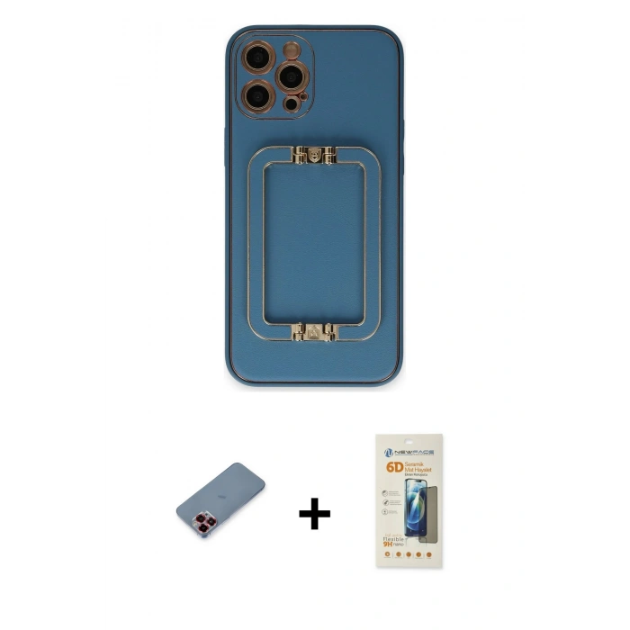 MARSİLYAN™- iPhone 12 Pro Max Kılıf Kozmos Minimal Prime - Siyah 6D Mat Seramik Hayalet Nano Ekran Koruyucu + Metal Kamera Lens Koruma Cam - KI