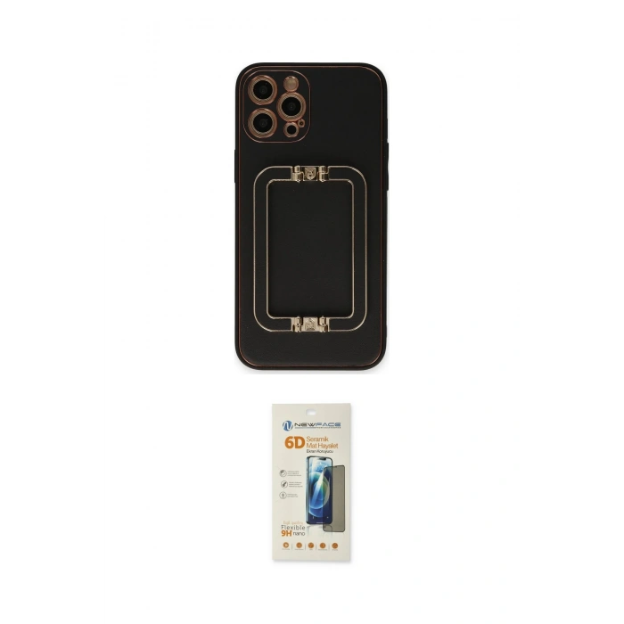 MARSİLYAN™- iPhone 12 Pro Max Kılıf Kozmos Minimal Prime - Siyah 6D Mat Seramik Hayalet Nano Ekran Koruyucu