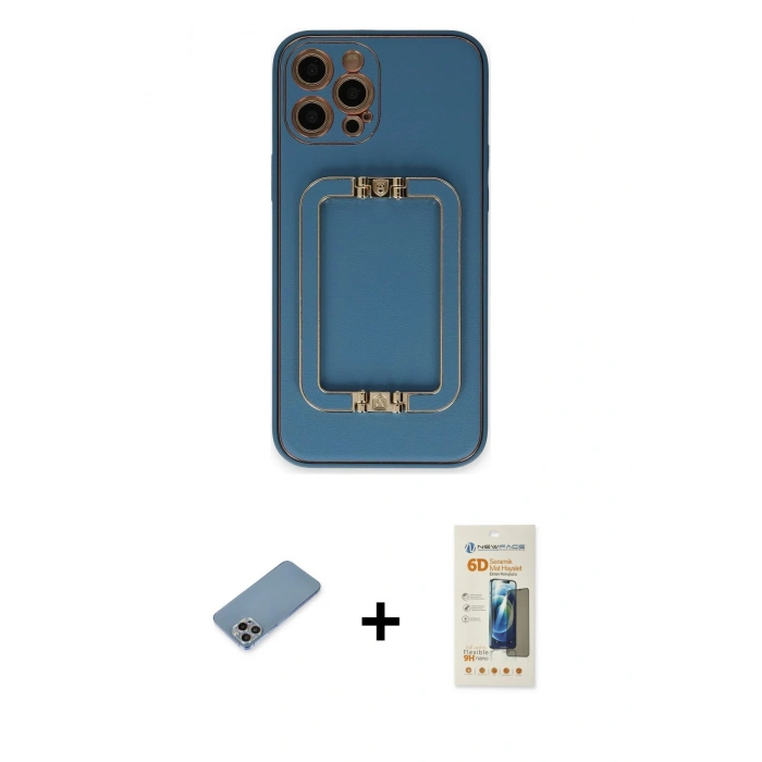 MARSİLYAN™- iPhone 12 Pro Max Kılıf Kozmos Minimal Prime - Siyah 6D Mat Seramik Hayalet Nano Ekran Koruyucu + Shine Kamera Lens Koruma Cam - GI