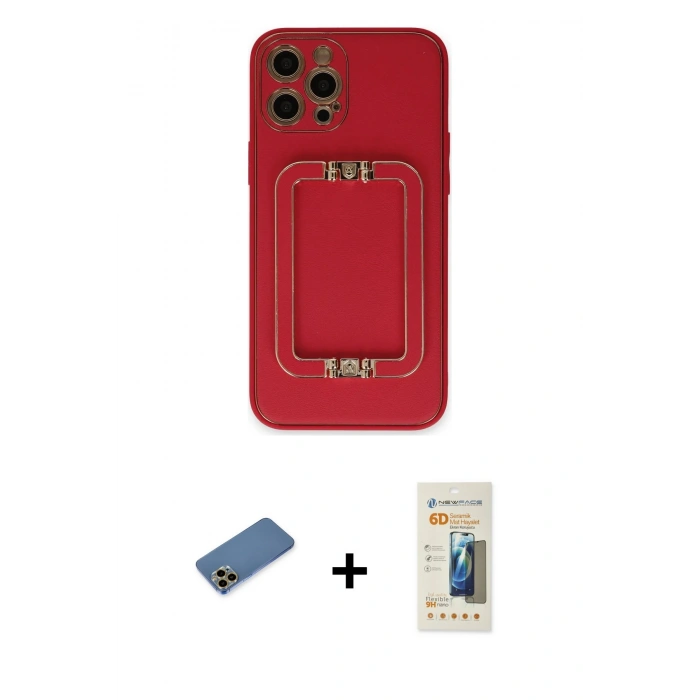 MARSİLYAN™- iPhone 12 Pro Max Kılıf Kozmos Minimal Prime - Siyah 6D Mat Seramik Hayalet Nano Ekran Koruyucu + Shine Kamera Lens Koruma Cam - GD