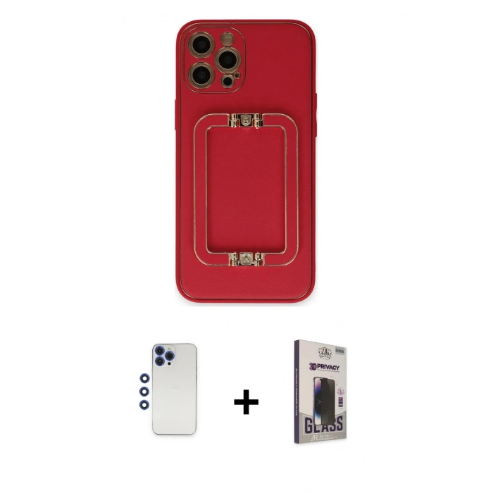 MARSİLYAN™- iPhone 12 Pro Max Kılıf Kozmos Minimal Prime - Siyah Bilvis Hayalet Cam Ekran Koruyucu + Shine Kamera Lens - LT