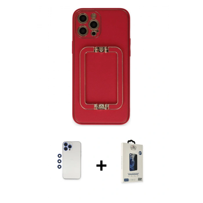 MARSİLYAN™- iPhone 12 Pro Max Kılıf Kozmos Minimal Prime - Siyah Bilvis Hayalet Cam Ekran Koruyucu + Lacivert Shine Kamera Lens