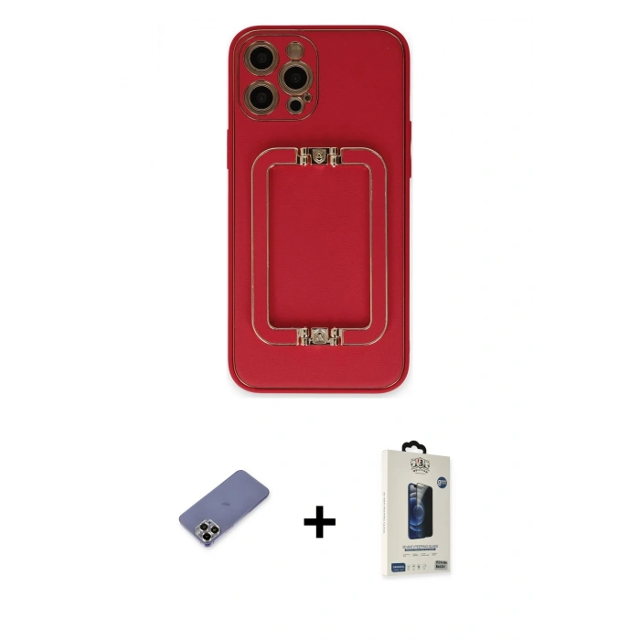 MARSİLYAN™- iPhone 12 Pro Max Kılıf Kozmos Minimal Prime - Siyah Bilvis Hayalet Cam Ekran Koruyucu + Metal Kamera Lens Koruma Cam - GD