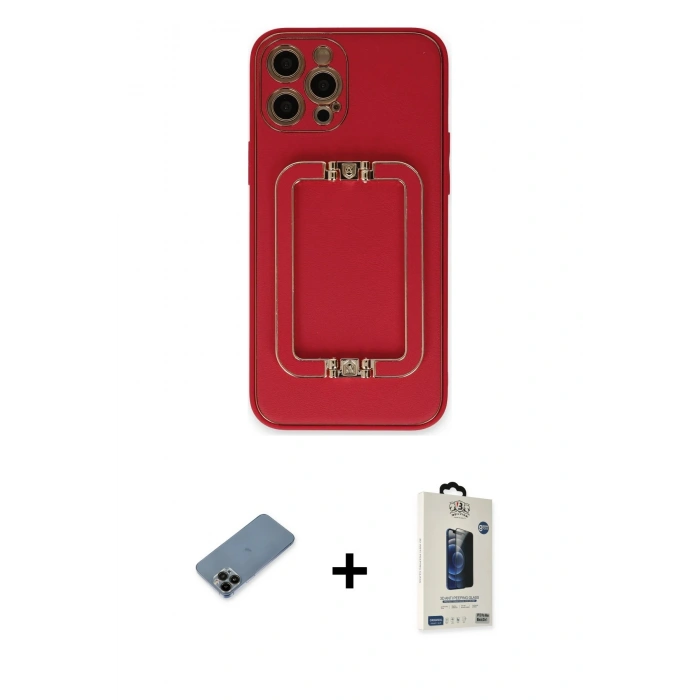 MARSİLYAN™- iPhone 12 Pro Max Kılıf Kozmos Minimal Prime - Siyah Bilvis Hayalet Cam Ekran Koruyucu + Shine Kamera Lens Koruma Cam - SH