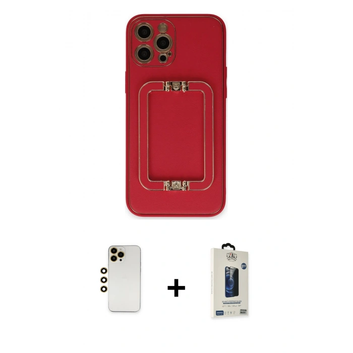 MARSİLYAN™- iPhone 12 Pro Max Kılıf Kozmos Minimal Prime - Siyah Bilvis Hayalet Cam Ekran Koruyucu + Shine Kamera Lens - GD