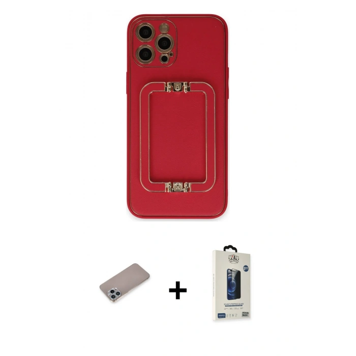 MARSİLYAN™- iPhone 12 Pro Max Kılıf Kozmos Minimal Prime - Siyah Bilvis Hayalet Cam Ekran Koruyucu + Shine Kamera Lens Koruma Cam - SABE