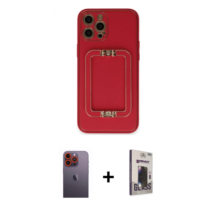 MARSİLYAN™- iPhone 12 Pro Max Kılıf Kozmos Minimal Prime - Siyah Bilvis Hayalet Cam Ekran Koruyucu + Neon Fosforlu Kamera Lens - TU