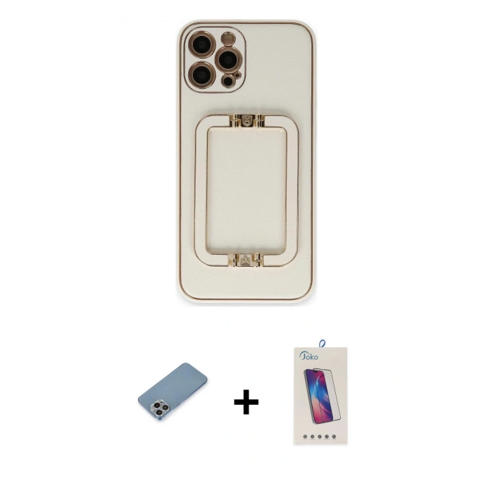MARSİLYAN™- iPhone 12 Pro Max Kılıf Kozmos Minimal Prime - Siyah Joko 5D Cam + Shine Kamera Lens Koruma Cam - GI