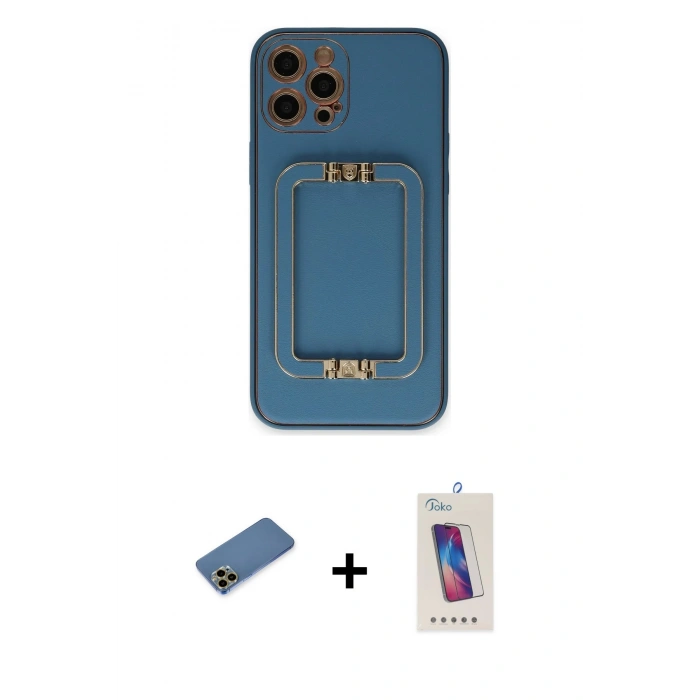 MARSİLYAN™- iPhone 12 Pro Max Kılıf Kozmos Minimal Prime - Siyah Joko 5D Cam + Shine Kamera Lens Koruma Cam - GD
