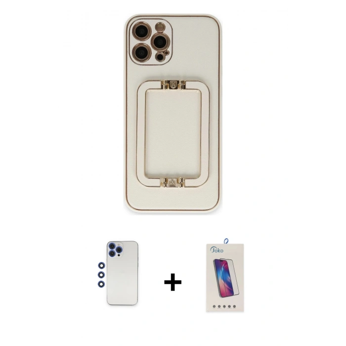 MARSİLYAN™- iPhone 12 Pro Max Kılıf Kozmos Minimal Prime - Siyah Joko 5D Cam + Shine Kamera Lens - LT